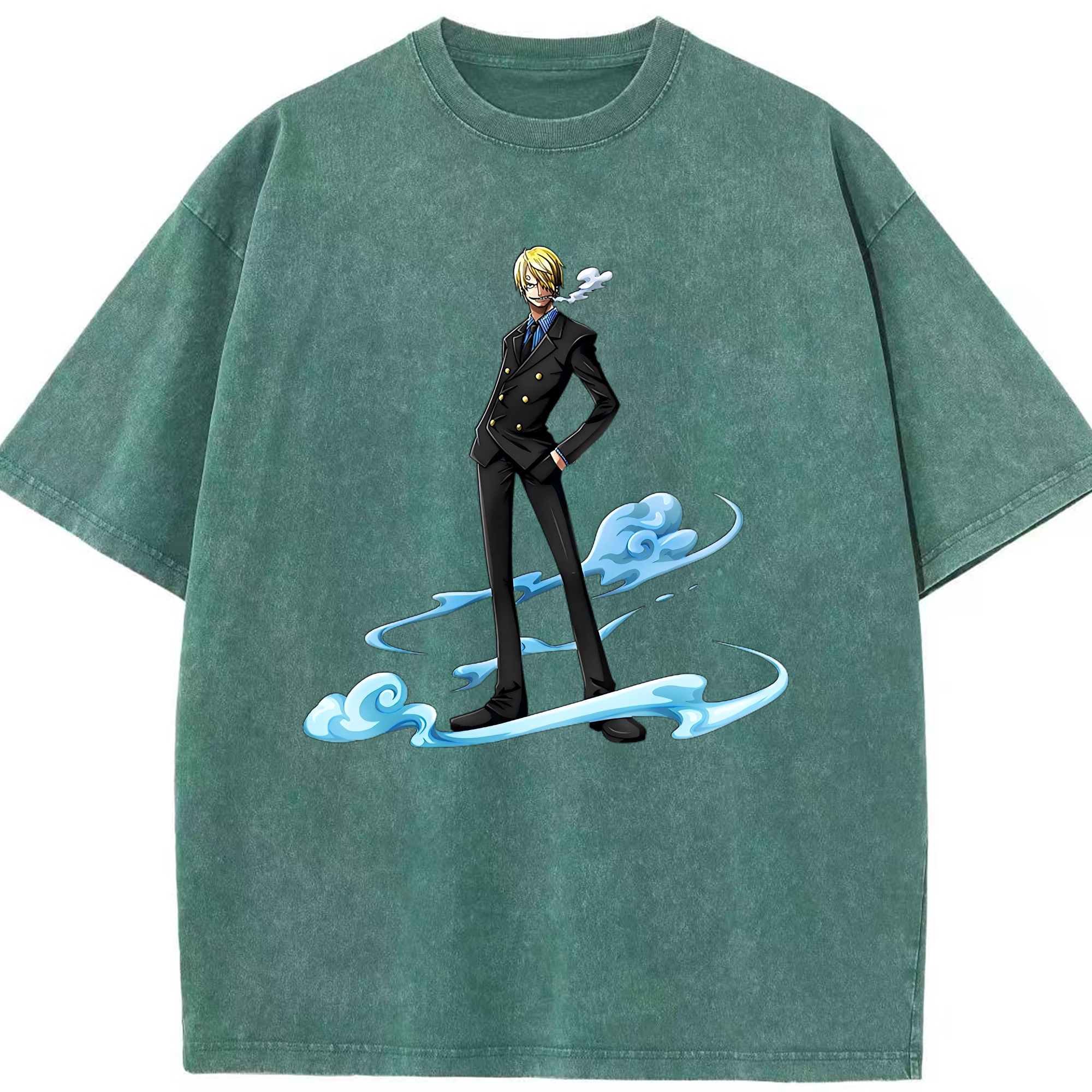 （画像用） ワンピース サンジ ONE PIECE Sanji 綿100% ヴィンテージ風 半袖Tシャツ（フロントプリント）